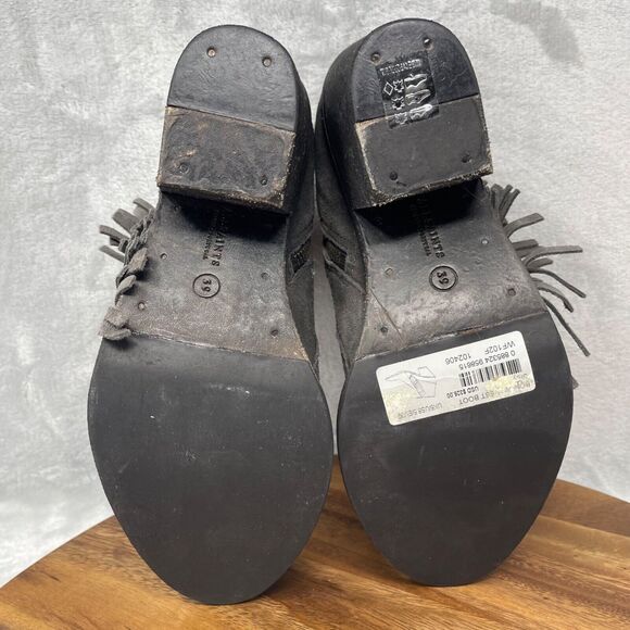 AllSaints Boots Womens 39 US 8.5 Gray Suede Fringe Rustic Look Ankle Bonny West - Picture 10 of 16